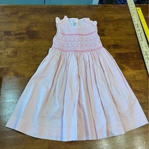 Pervenche pink plaid smocked tank dress 100% cotton size 6